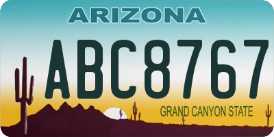 AZ license plate ABC8767