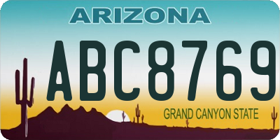 AZ license plate ABC8769