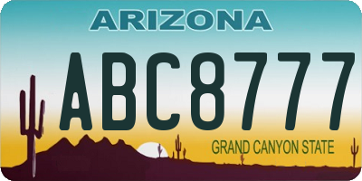 AZ license plate ABC8777