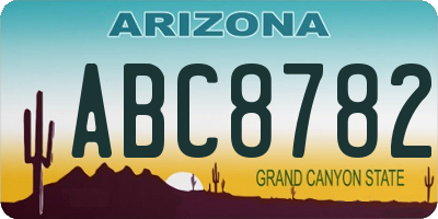 AZ license plate ABC8782