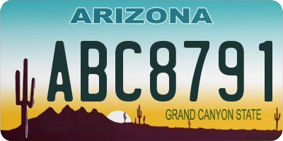 AZ license plate ABC8791
