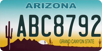 AZ license plate ABC8792