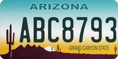 AZ license plate ABC8793
