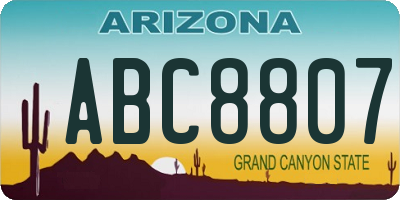 AZ license plate ABC8807