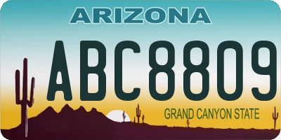 AZ license plate ABC8809
