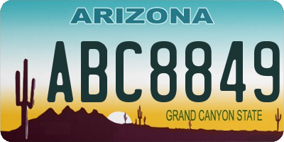 AZ license plate ABC8849