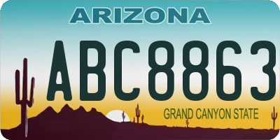AZ license plate ABC8863