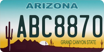 AZ license plate ABC8870