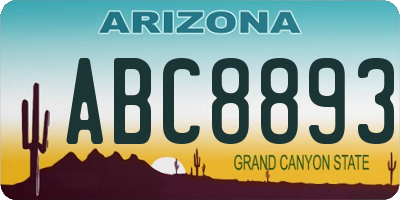 AZ license plate ABC8893