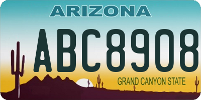 AZ license plate ABC8908