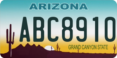 AZ license plate ABC8910