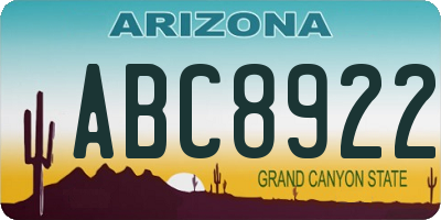 AZ license plate ABC8922