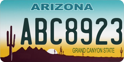 AZ license plate ABC8923