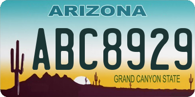 AZ license plate ABC8929