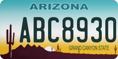 AZ license plate ABC8930