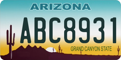 AZ license plate ABC8931