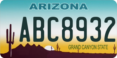 AZ license plate ABC8932