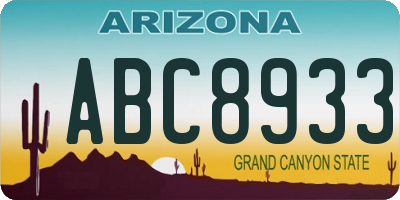 AZ license plate ABC8933