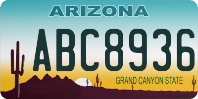AZ license plate ABC8936