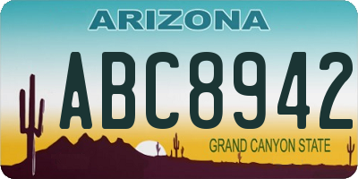 AZ license plate ABC8942