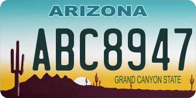 AZ license plate ABC8947