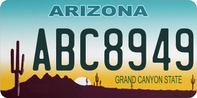 AZ license plate ABC8949