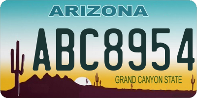 AZ license plate ABC8954