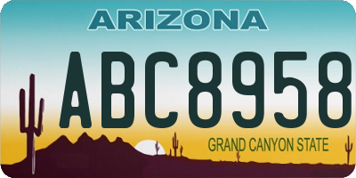 AZ license plate ABC8958