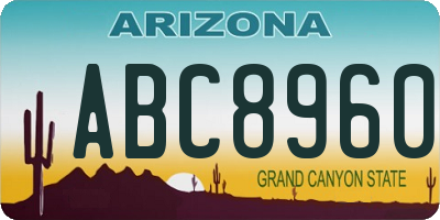 AZ license plate ABC8960