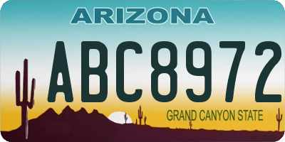 AZ license plate ABC8972