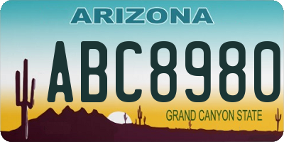 AZ license plate ABC8980