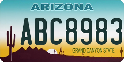 AZ license plate ABC8983
