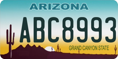 AZ license plate ABC8993
