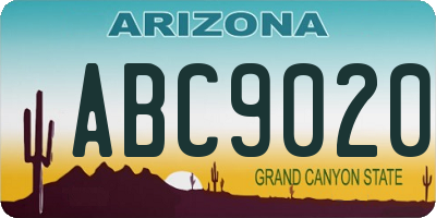 AZ license plate ABC9020