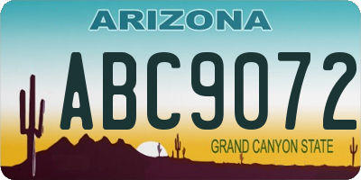 AZ license plate ABC9072