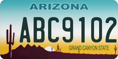 AZ license plate ABC9102