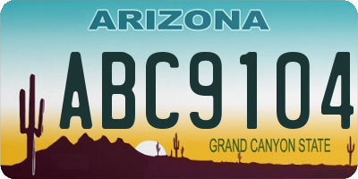 AZ license plate ABC9104