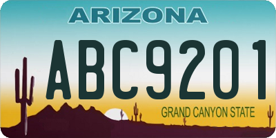 AZ license plate ABC9201