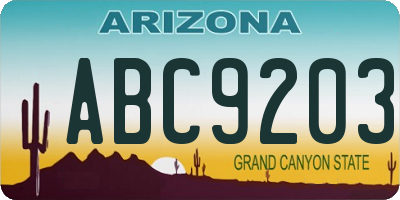 AZ license plate ABC9203