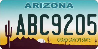 AZ license plate ABC9205