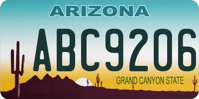 AZ license plate ABC9206