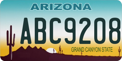 AZ license plate ABC9208