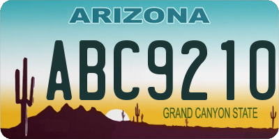 AZ license plate ABC9210