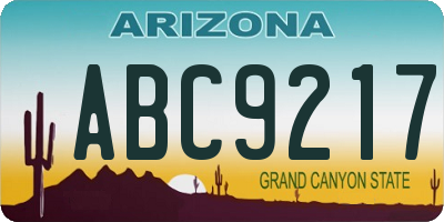 AZ license plate ABC9217