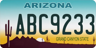 AZ license plate ABC9233