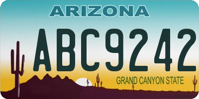 AZ license plate ABC9242