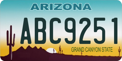 AZ license plate ABC9251