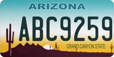 AZ license plate ABC9259