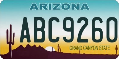 AZ license plate ABC9260