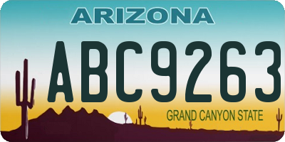 AZ license plate ABC9263
